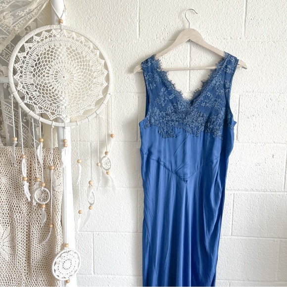 NWT Free People X Brenda Knight Lace Maxi Slip Dress - Royal Blue - Picture 4 of 16